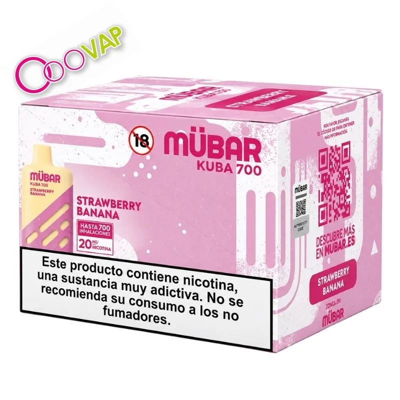 STRAWBERRY BANANA CAJA POD DESECHABLE MUBAR KUBA 700 10UD